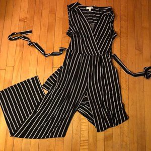 Black and White Striped Jumpsuit